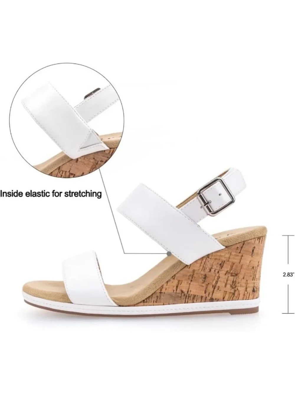 Stylish Women's Wedge Sandals with Buckle Straps, Cork Platform, Slingback, Open